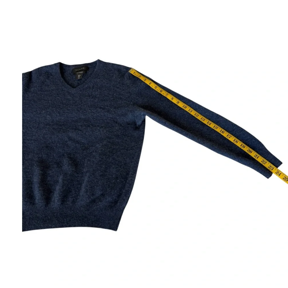 Tahari Men's 💯 Cashmere Blue V-Neck Sweater Size Medium